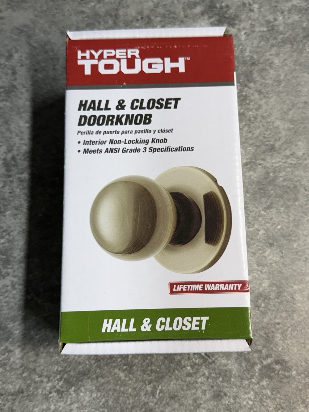 Hyper Tough Hall & Closet Doorknob Antique Brass Finish